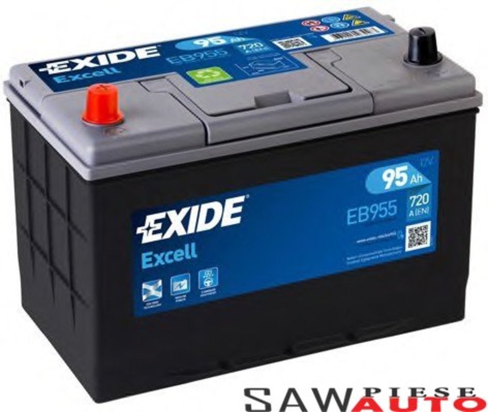 baterie auto EXIDE excell 95 ah asia borne inverse-Exide baterie auto EXIDE excell 95 ah asia borne inverse-Exide