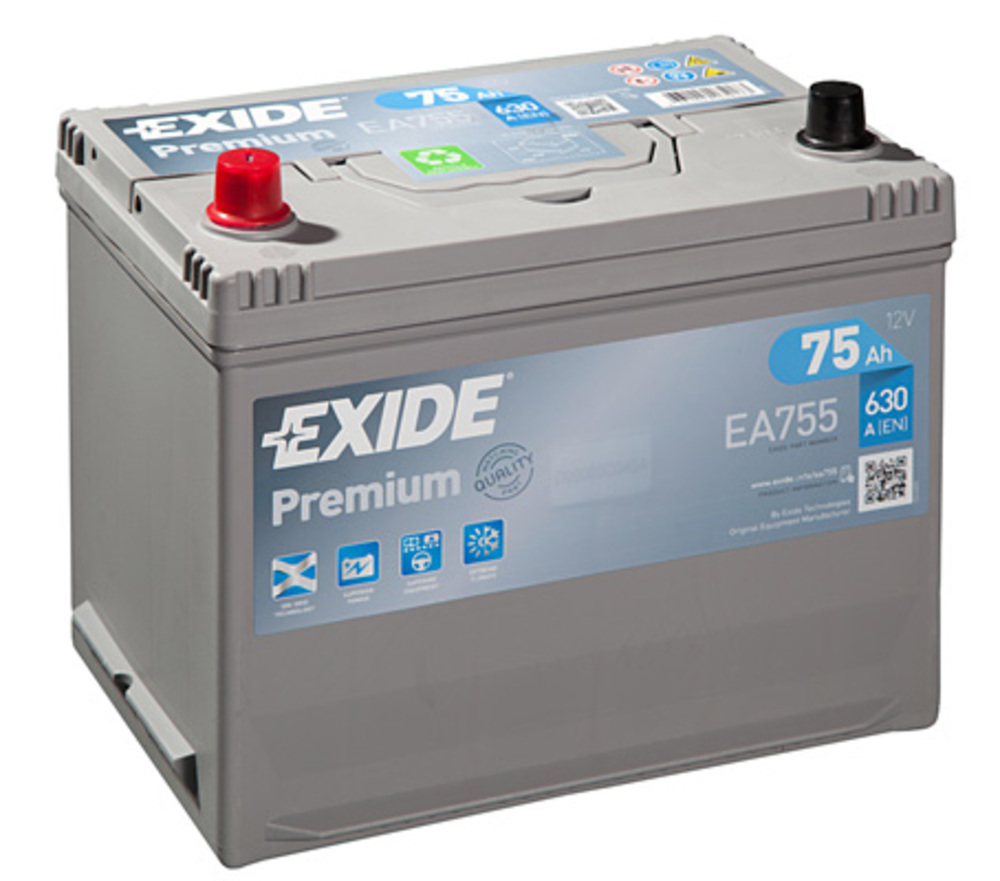 baterie auto EXIDE premium 75 ah asia borne inverse-Exide baterie auto EXIDE premium 75 ah asia borne inverse-Exide